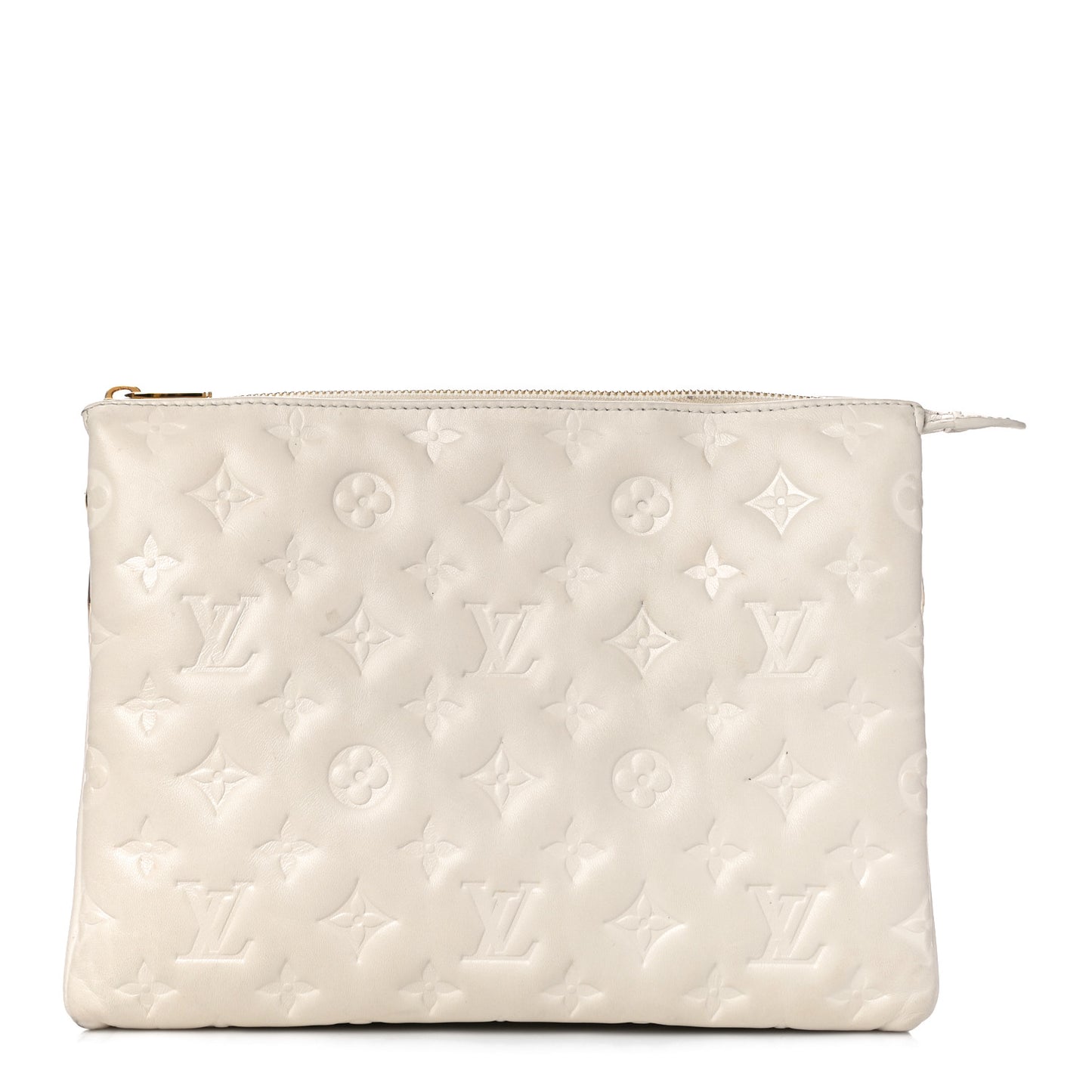Lambskin Embossed Monogram Coussin PM Cream