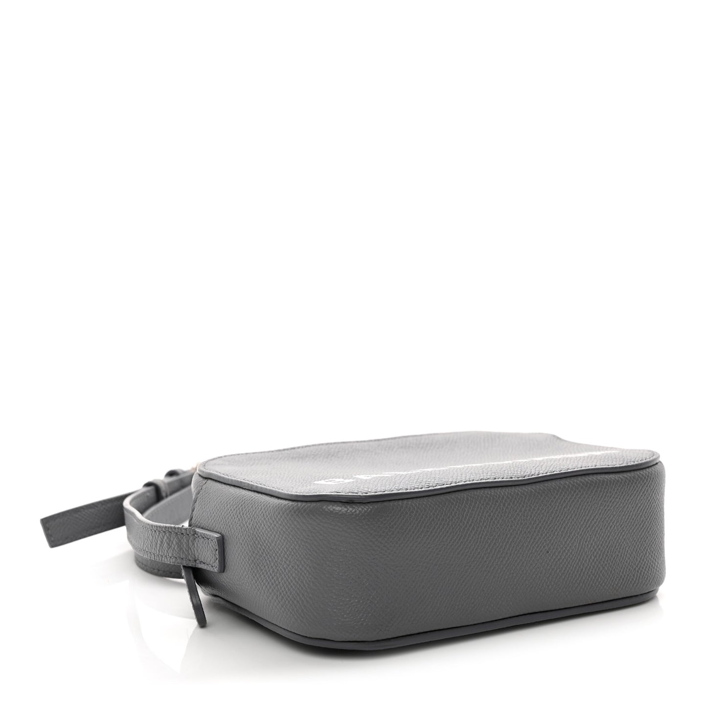 Grained Calfskin Logo XS Ville Camera Bag Gris Perle Fonce White