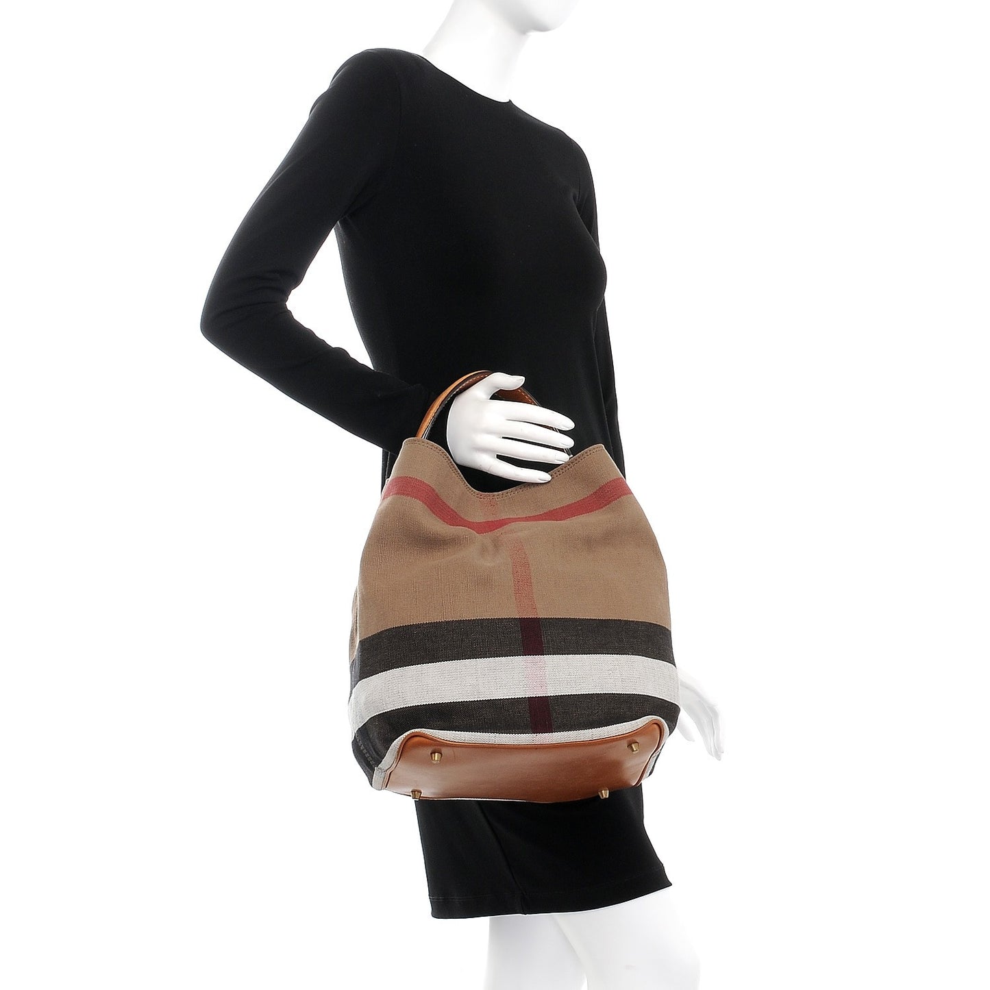 Canvas Mega Check Medium Susanna Hobo Saddle Brown