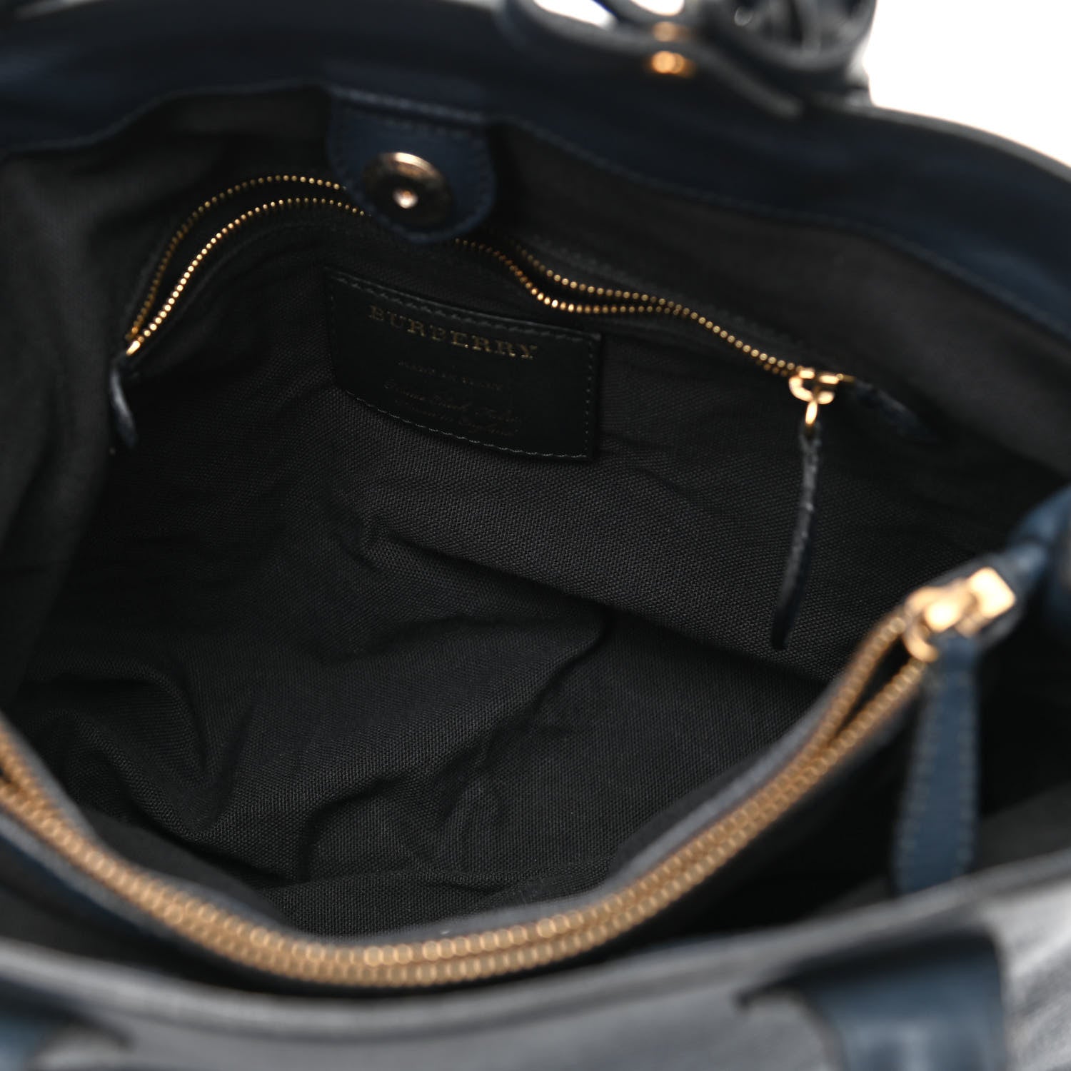 Burberry Grainy Calfskin House Check Medium Banner Tote Ink Blue 5 of 16