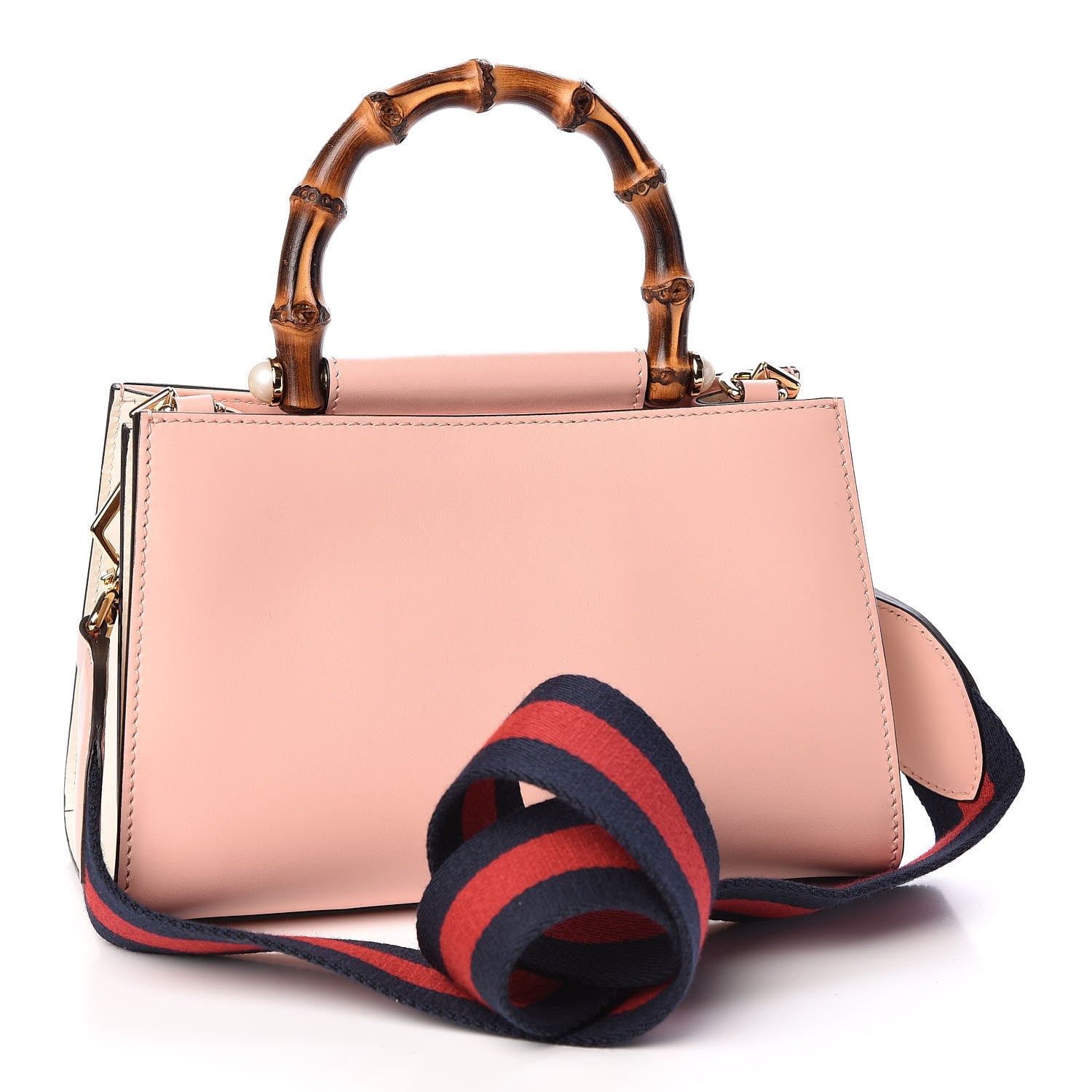 Gucci Nappa Bamboo Web Mini Nymphaea Top Handle Bag Perfect Pink Mystic White 2 of 11