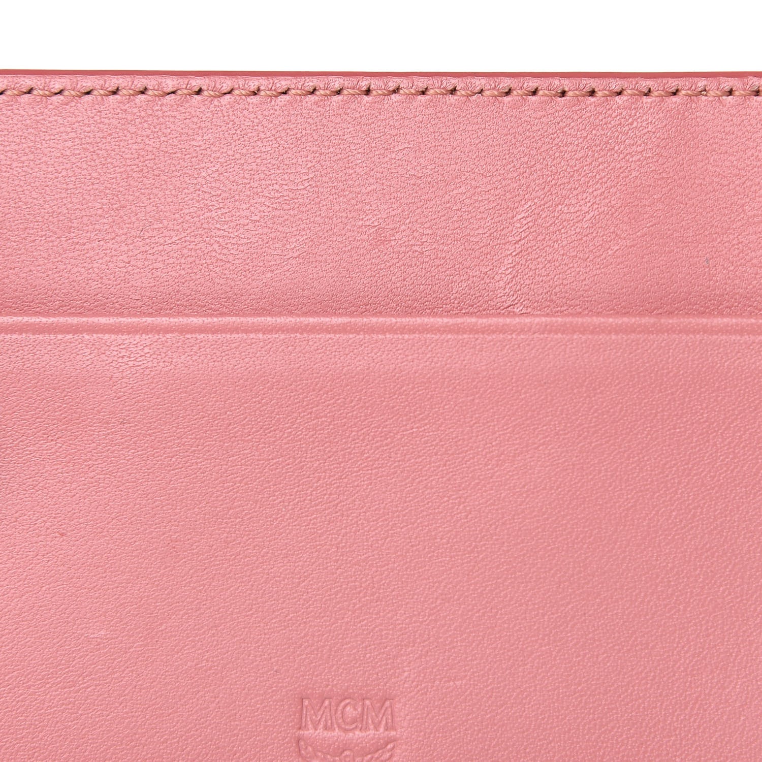MCM Calfskin Cassette Key Ring Card Holder Pink 5 of 7