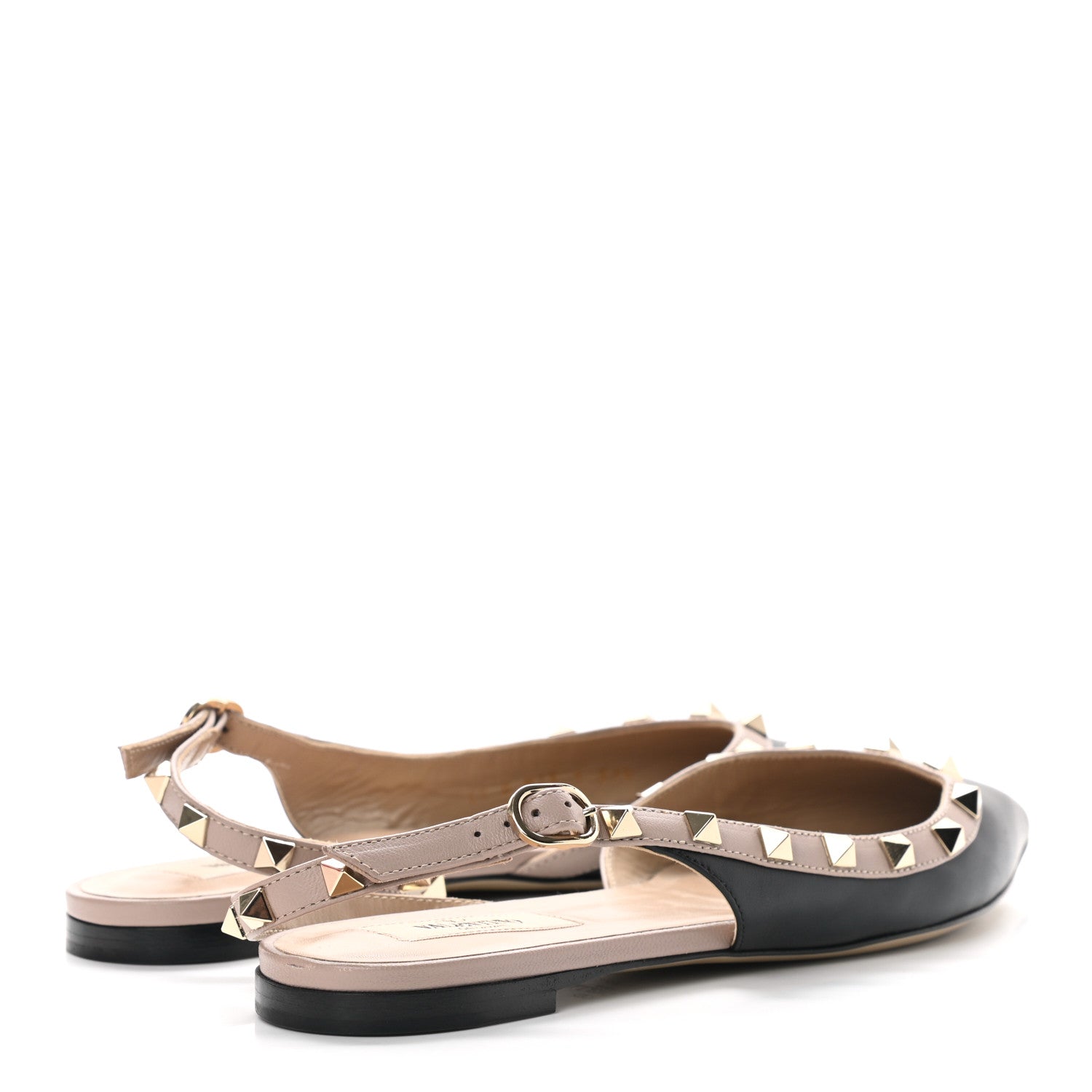 Valentino Garavani Nappa Rockstud Slingback Flats 37.5 Black Poudre 4 of 14