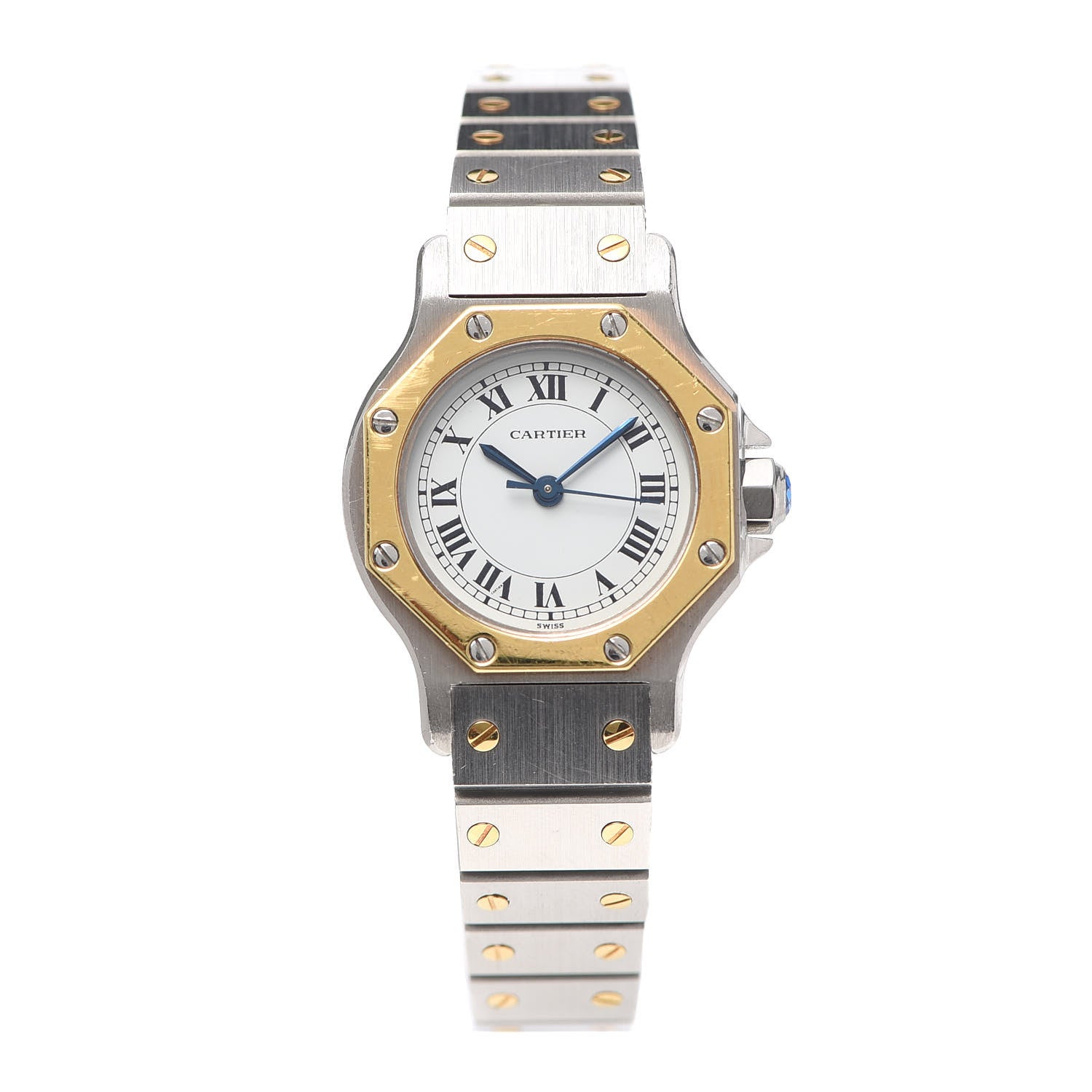 Cartier Stainless Steel 18K Yellow Gold 25mm Santos Octagon Automatic Watch 1 of 6