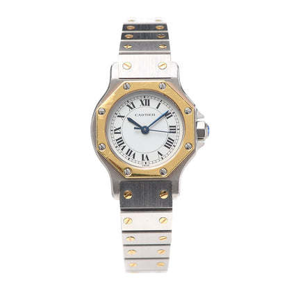 Cartier Stainless Steel 18K Yellow Gold 25mm Santos Octagon Automatic Watch 1 of 6
