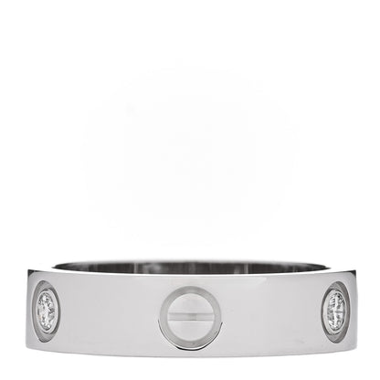 Cartier 18K White Gold 3 Diamond 5.5mm LOVE Ring 61 9.5 3 of 6