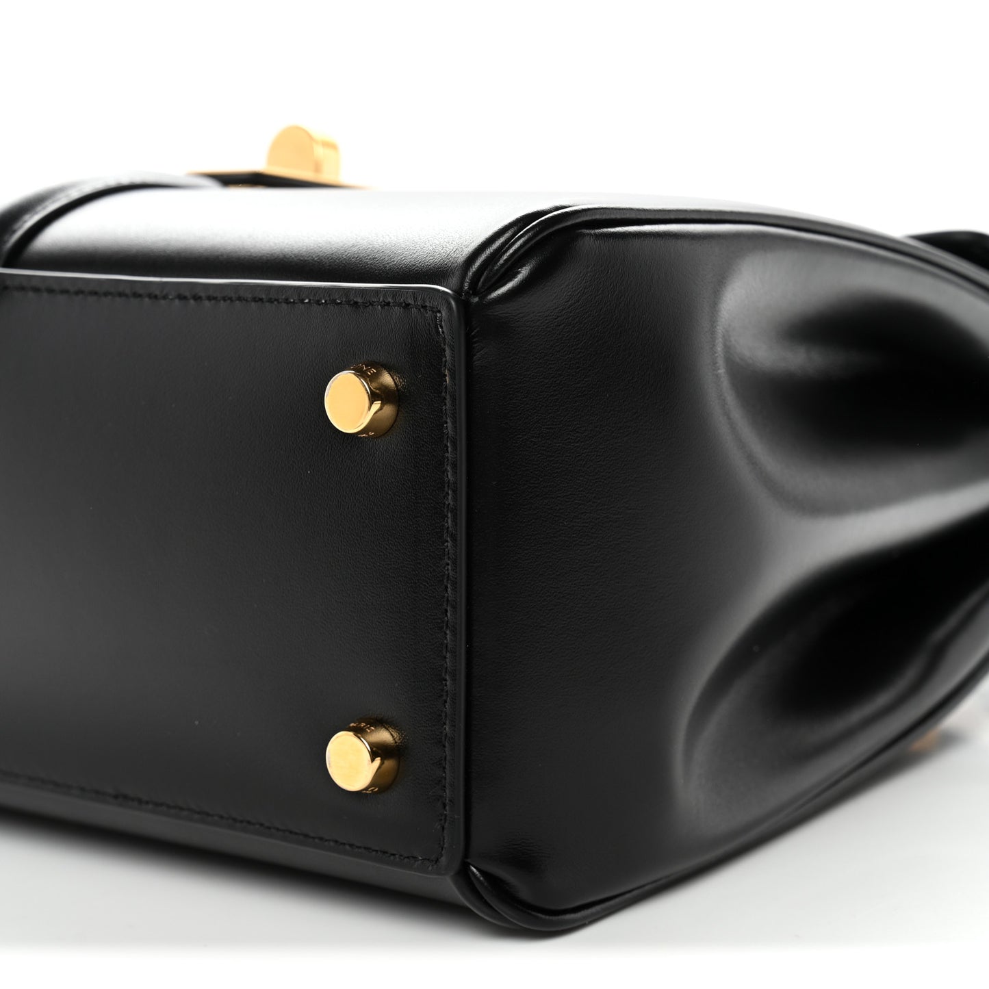 Satinated Calfskin Small 16 Top Handle Bag Black