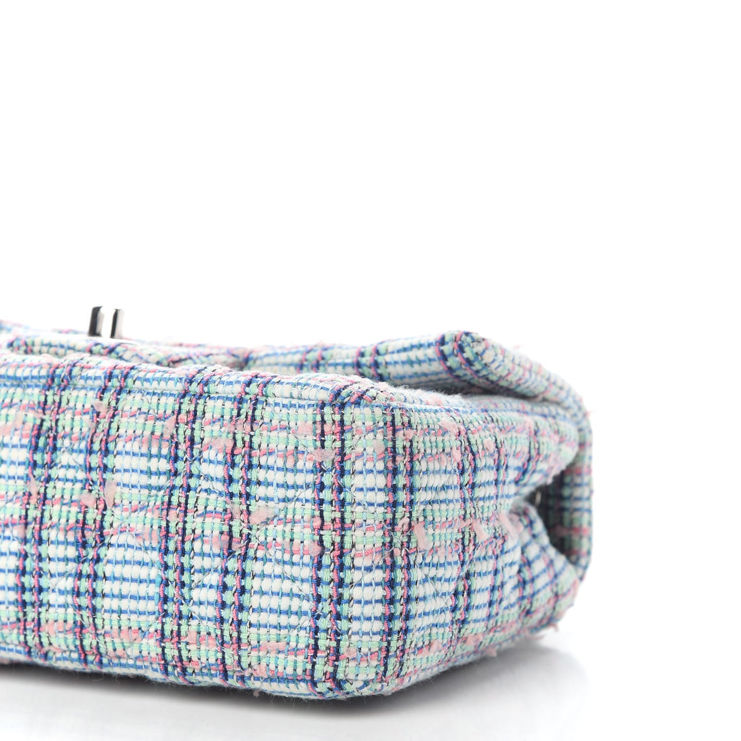 Tweed Quilted Mini Rectangular Flap Blue