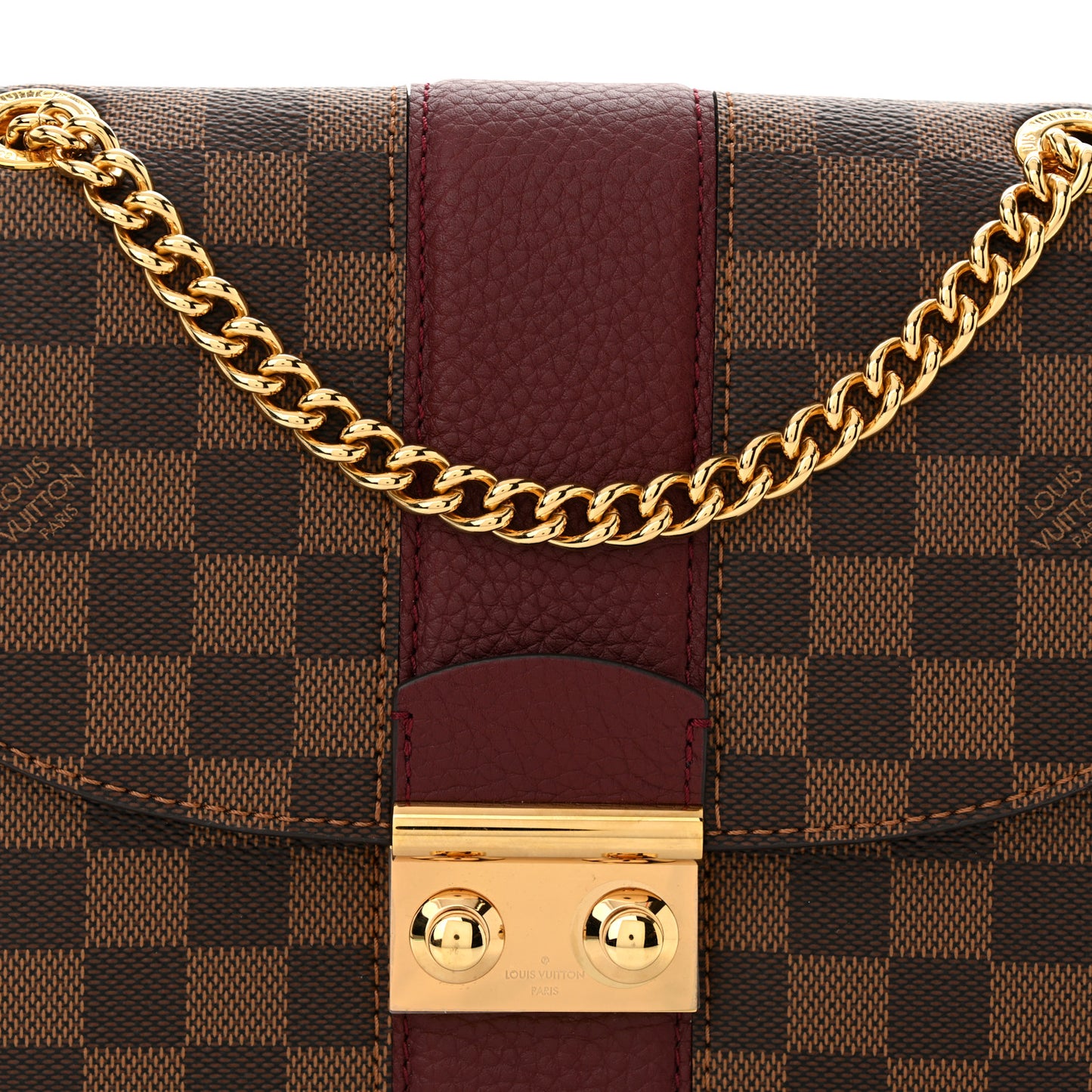 Damier Ebene Cuir Taurillon Wight Bordeaux
