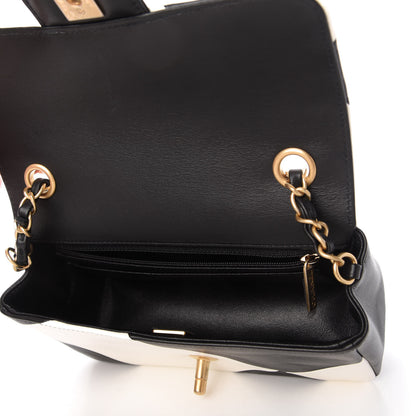 Chanel Lambskin Geometric Patchwork Mini Flap Black White 5 of 11