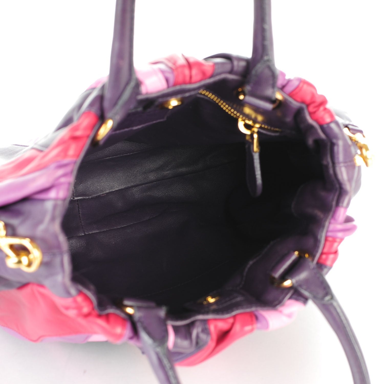 Prada Nappa Trembled Blossoms Stripes Shoulder Bag Ibisco Viola 5 of 7