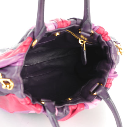 Prada Nappa Trembled Blossoms Stripes Shoulder Bag Ibisco Viola 5 of 7