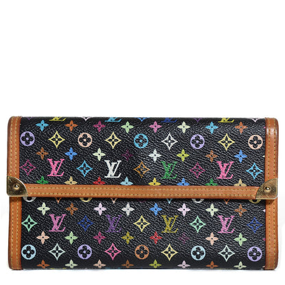 Louis Vuitton Monogram Multicolor Porte Tresor International Wallet Black 1 of 7