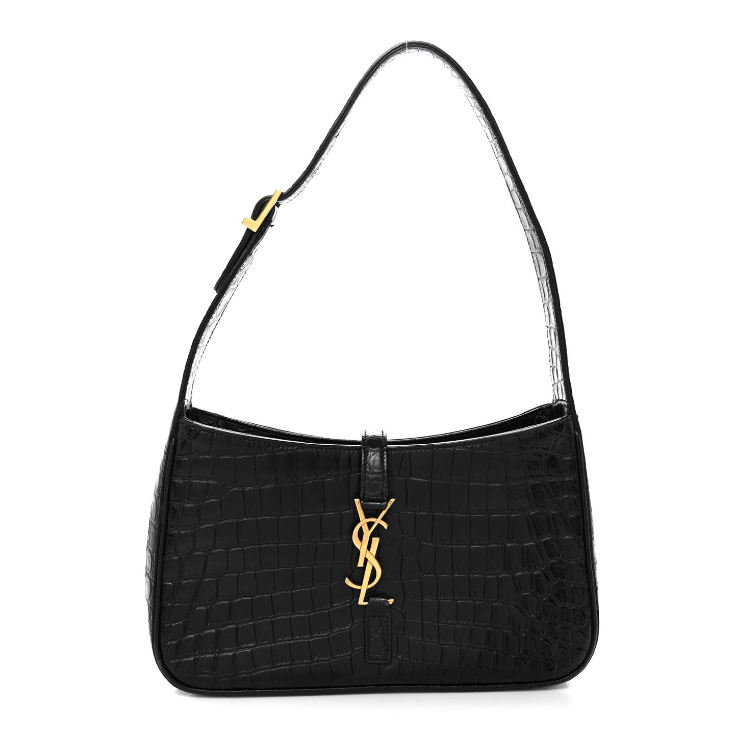 Calfskin Crocodile Embossed Le 5 A 7 Hobo Black