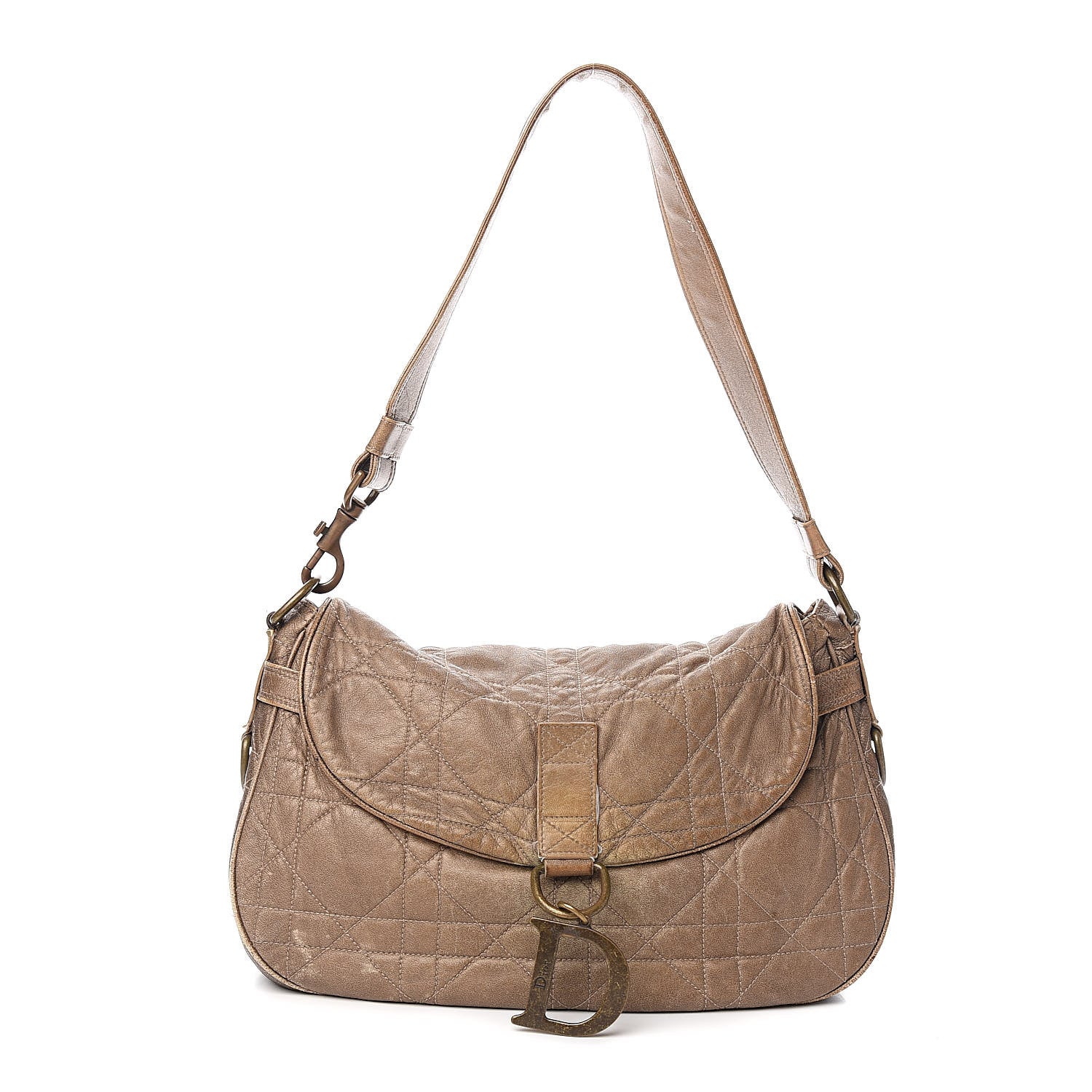 Christian Dior Lambskin Cannage Shoulder Bag Bronze 1 of 17