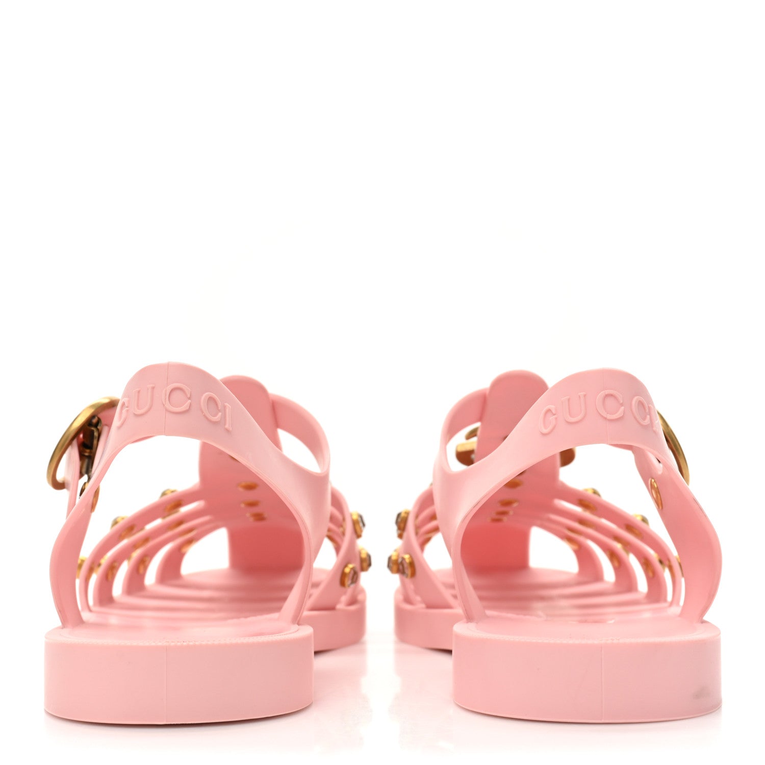 Gucci Rubber Crystal Womens Buckle Strap Sandal 37 Perfect Pink 4 of 12
