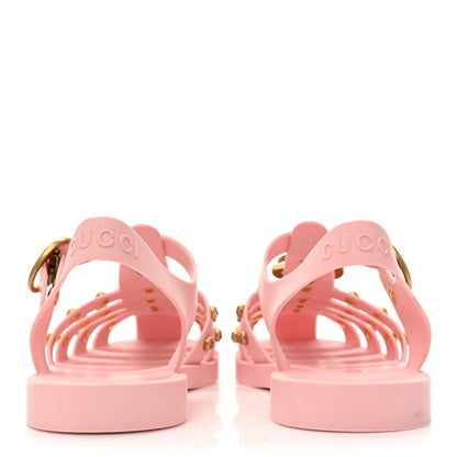 Gucci Rubber Crystal Womens Buckle Strap Sandal 37 Perfect Pink 4 of 12