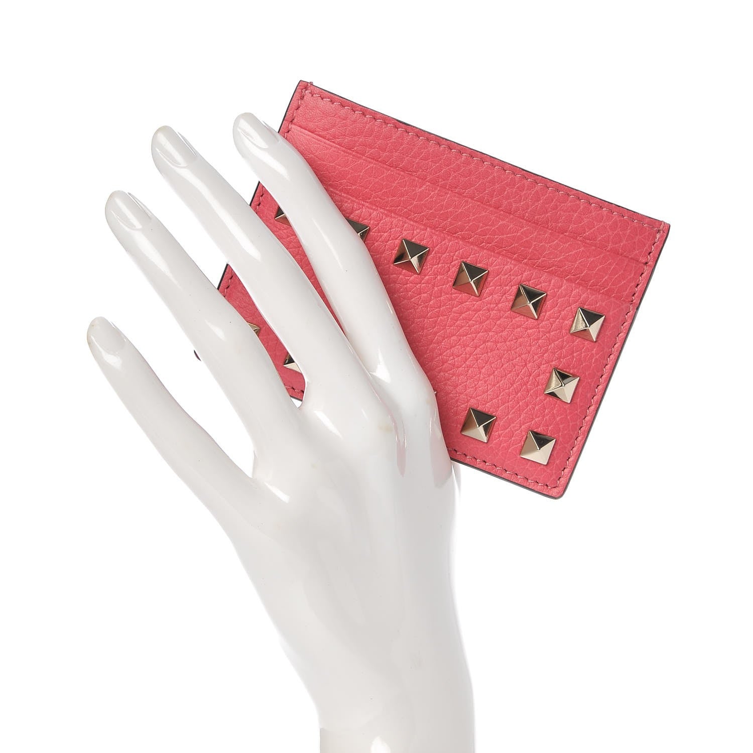 Valentino Garavani Pebbled Calfskin Rockstud Card Holder Shadow Pink 2 of 9