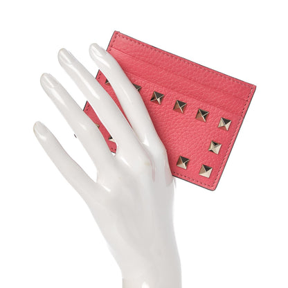Valentino Garavani Pebbled Calfskin Rockstud Card Holder Shadow Pink 2 of 9
