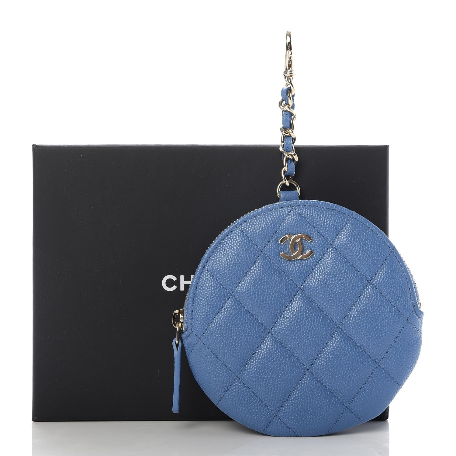 Chanel Caviar Quilted Zip Around Classic Coin Purse Light Blue 8 of 8