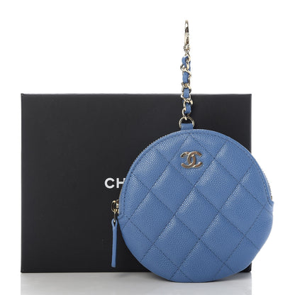 Chanel Caviar Quilted Zip Around Classic Coin Purse Light Blue 8 of 8