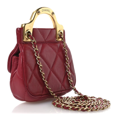 Chanel Calfskin Quilted Lady Handle Flap Card Holder With Chain Dark Pink 3 of 12