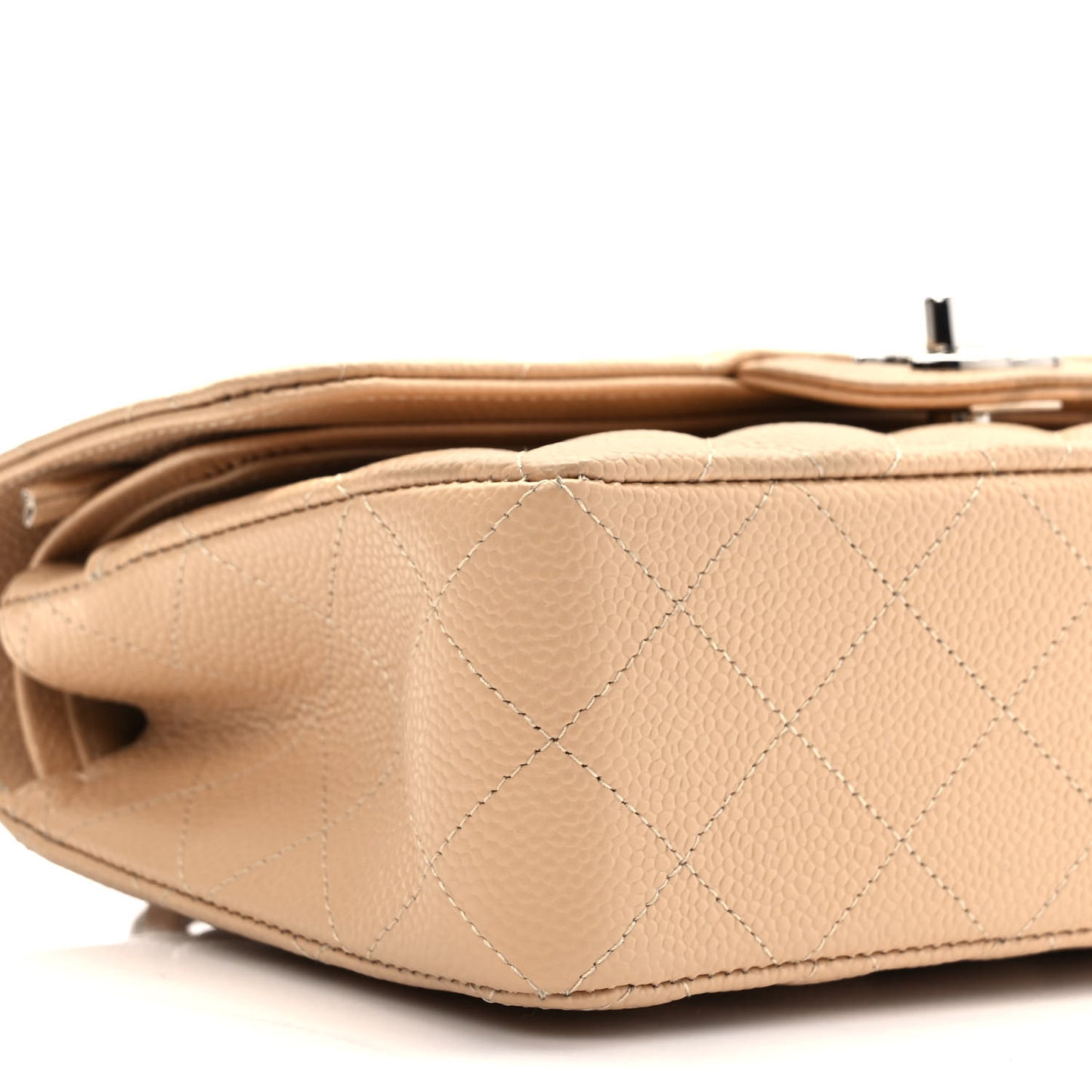 Caviar Quilted Small Double Flap Beige