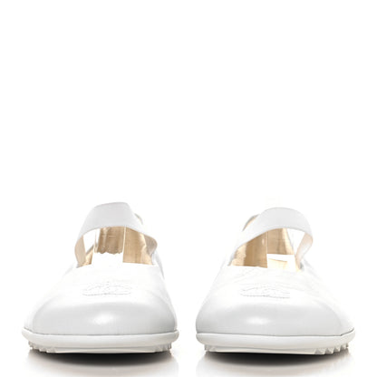 Chanel Lambskin Cap Toe CC Mary Jane Flats 39.5 White 3 of 11
