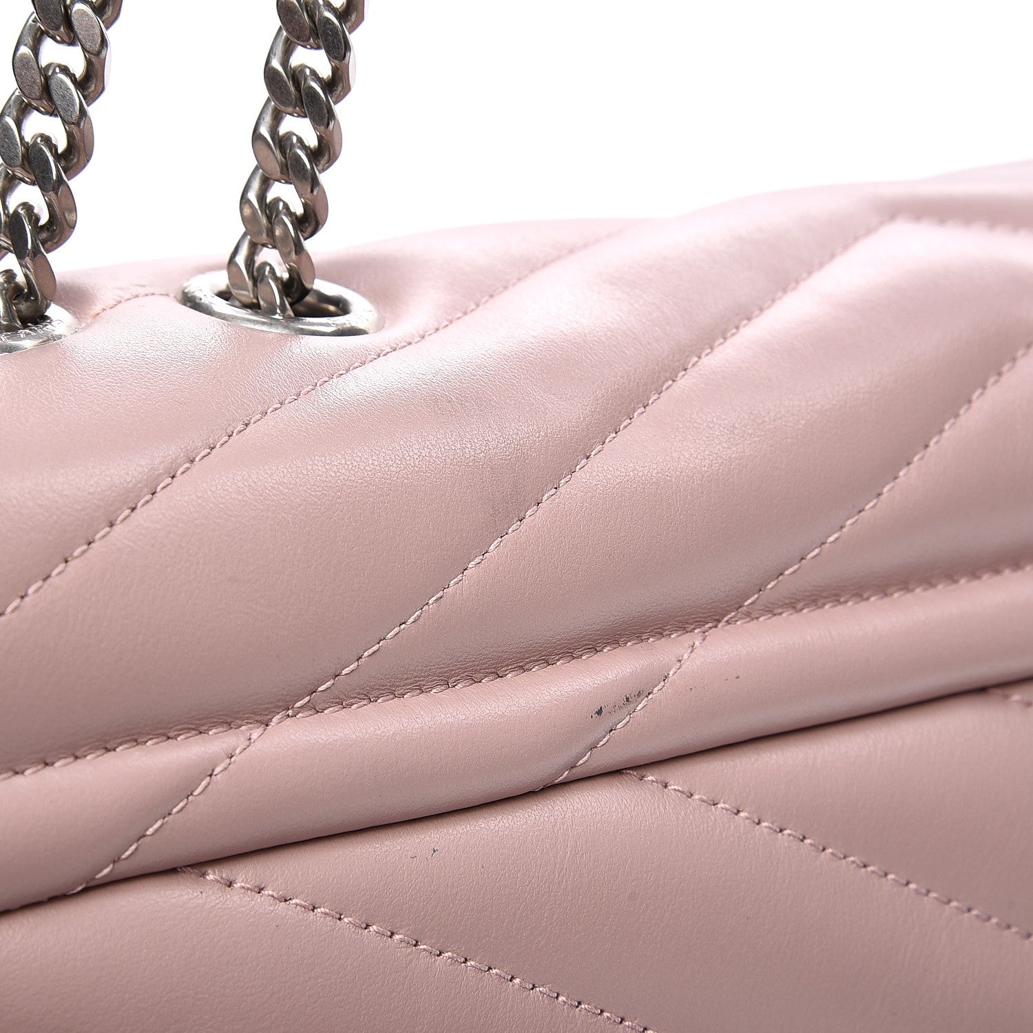 Saint Laurent Calfskin Y Quilted Monogram Medium Loulou Chain Satchel Rose Antic 9 of 15