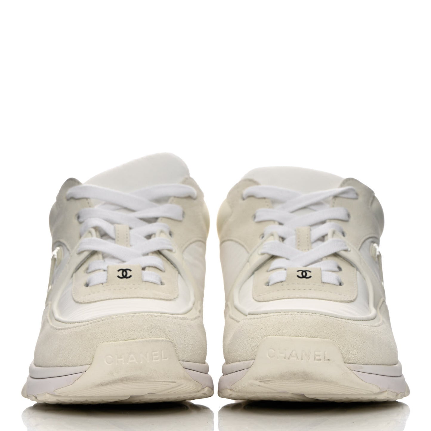 Suede Calfskin Fabric CC Sneakers 38 White