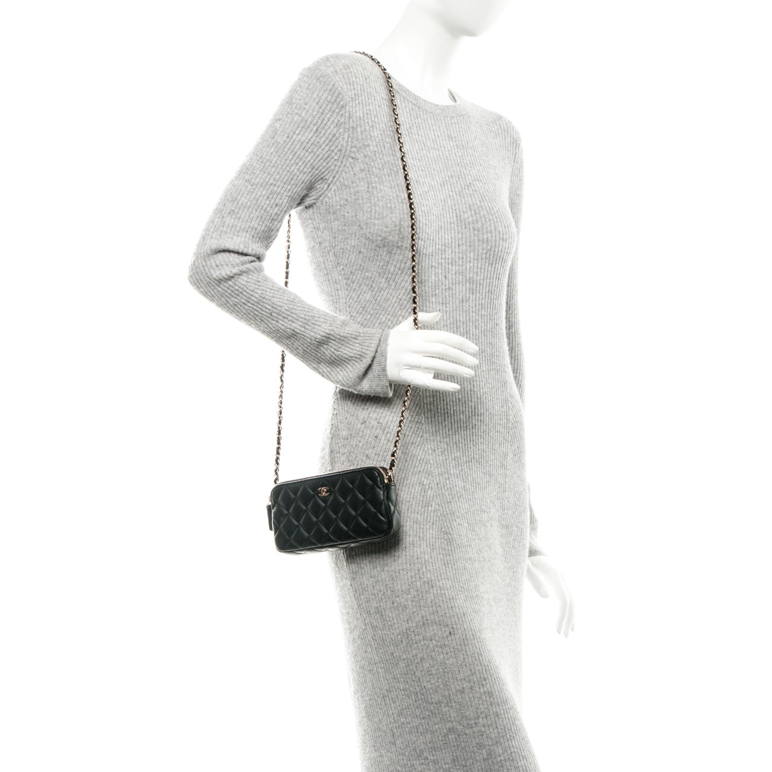 Chanel Lambskin Quilted Small Clutch With Chain Black 2 of 8