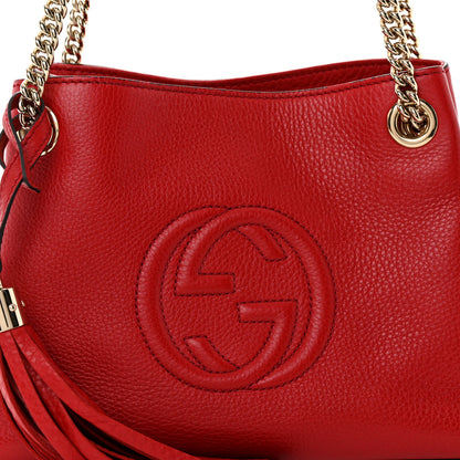 Gucci Pebbled Calfskin Small Soho Chain Shoulder Bag Tabasco Red 8 of 10