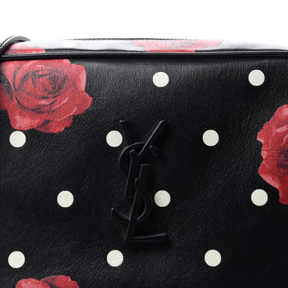 Saint Laurent Calfskin Rose Print Monogram Lou Camera Bag Black 10 of 10