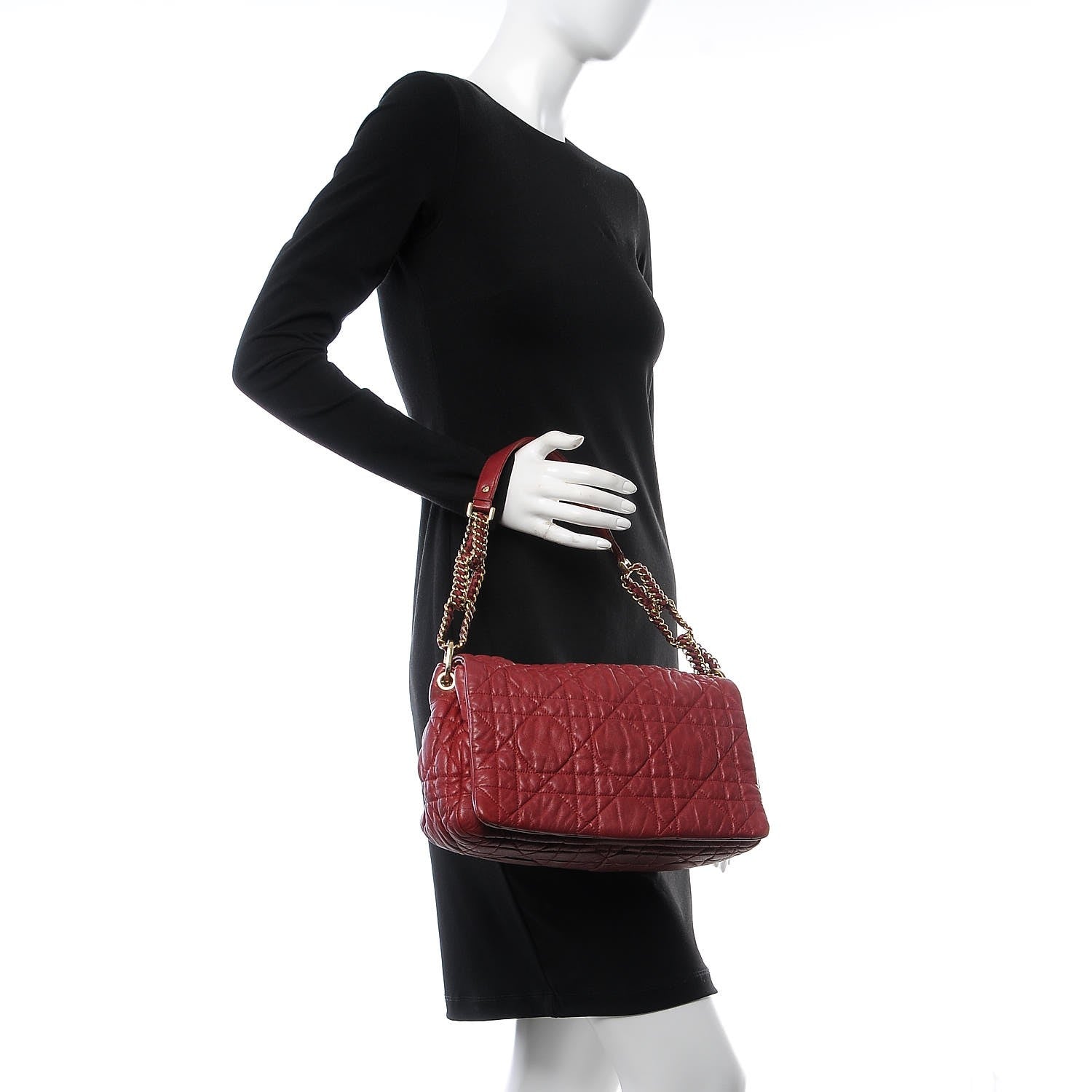 Christian Dior Lambskin Cannage Medium Delidior Flap Red 2 of 11