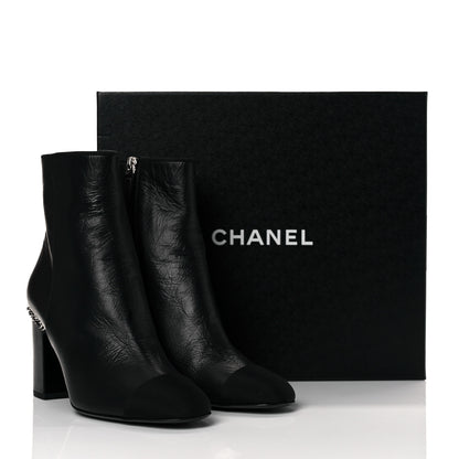 Chanel Crumpled Calfskin Cap Toe Chain Short Boots 39 Black 29 of 30