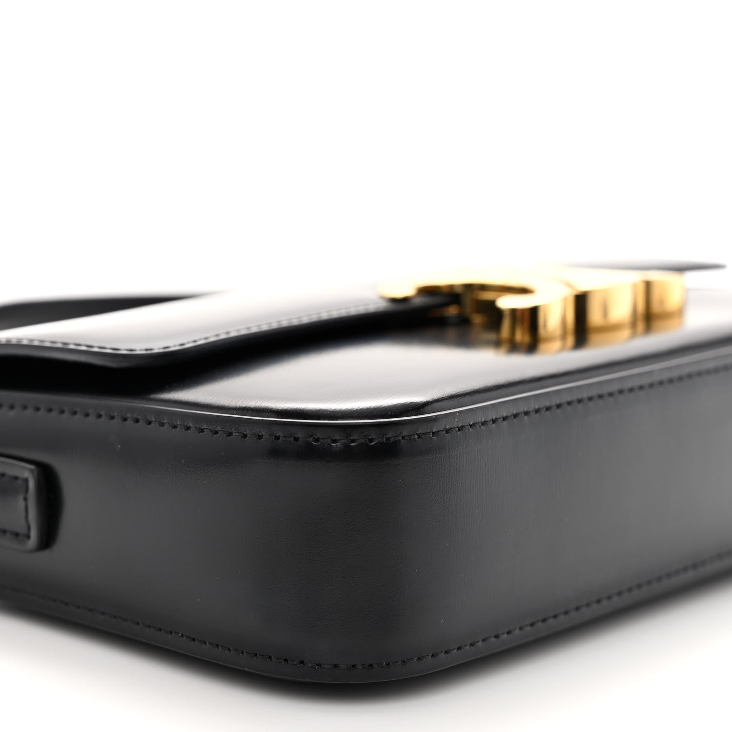 Celine Shiny Calfskin Triomphe Shoulder Bag Black 9 of 10