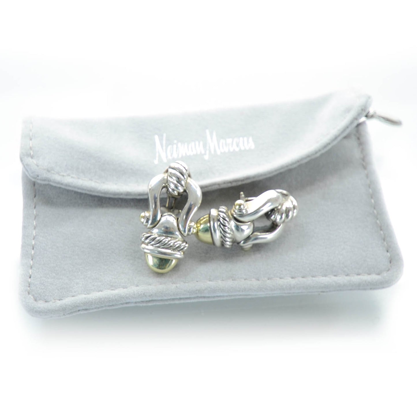 14k Gold and Sterling Silver Buckle Earrings