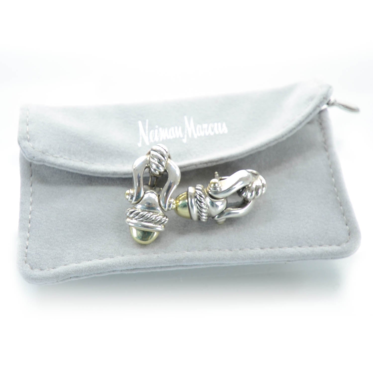 David Yurman 14k Gold and Sterling Silver Buckle Earrings 4 of 4
