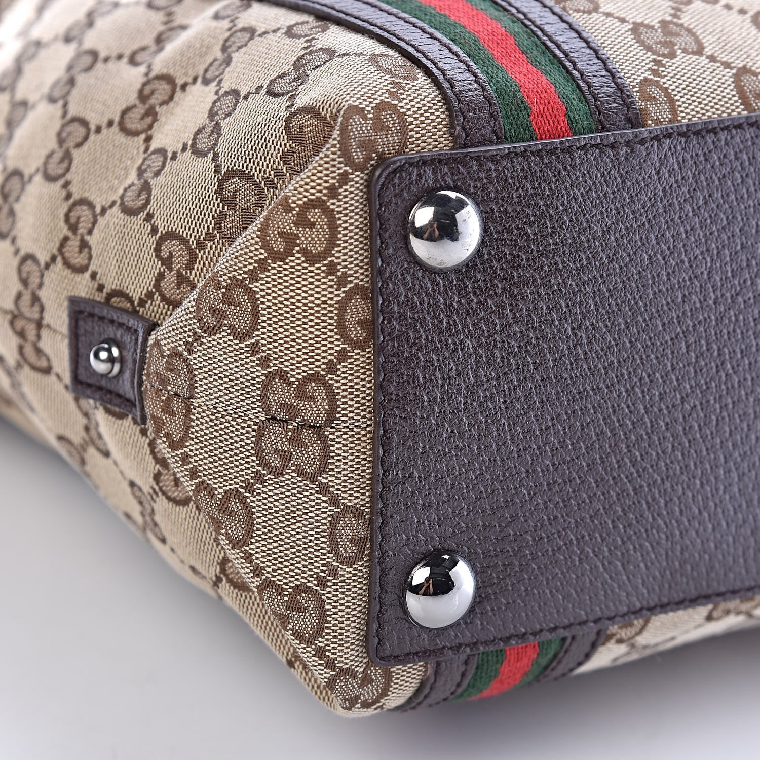 Gucci GG Monogram Medium Web Handle Vertical Tote Bag Dark Brown 9 of 10