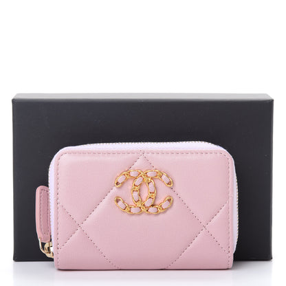 Chanel Lambskin Quilted 19 Zip Around Coin Purse Wallet Light Pink 8 of 8