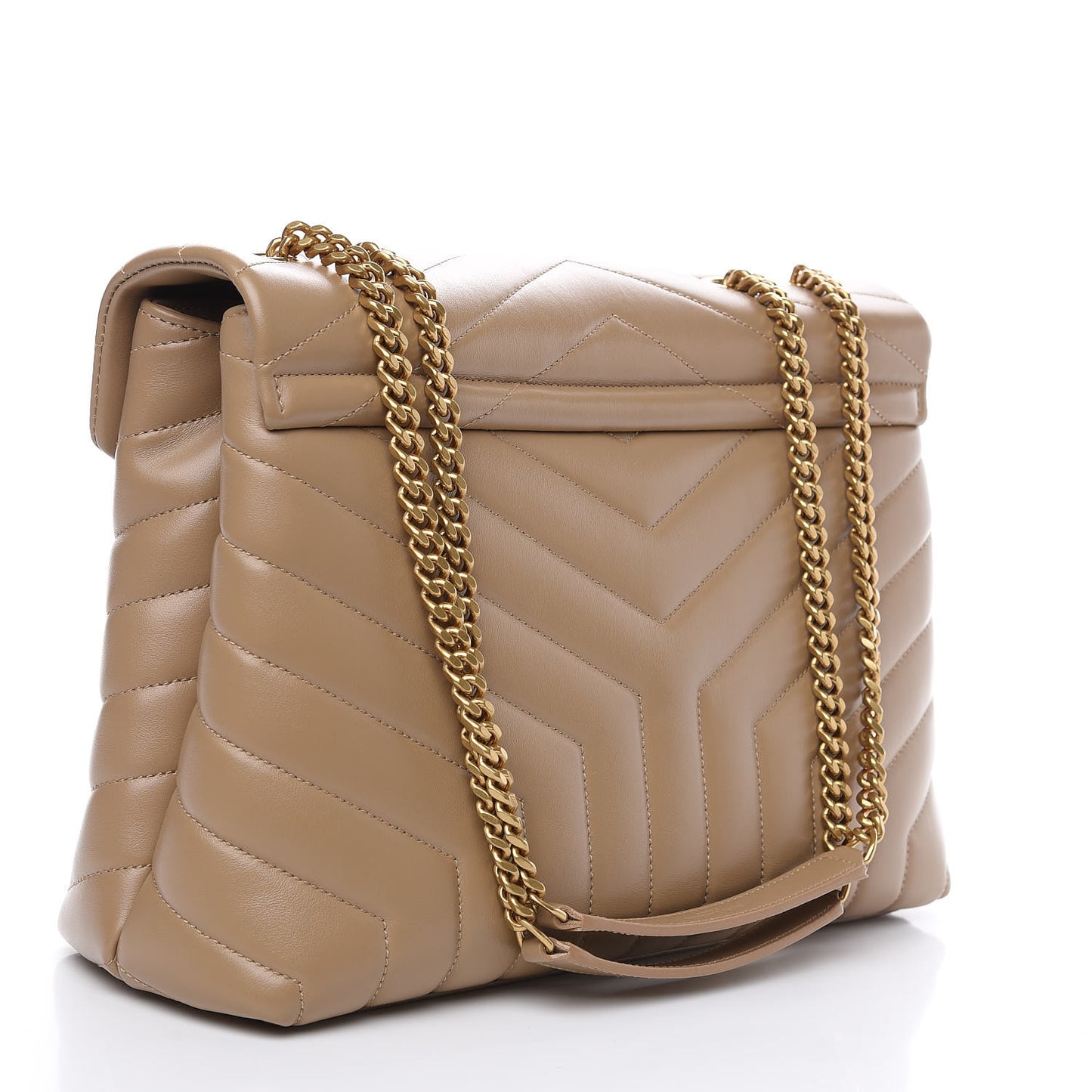Calfskin Y Quilted Monogram Medium Loulou Chain Satchel Dark Latte