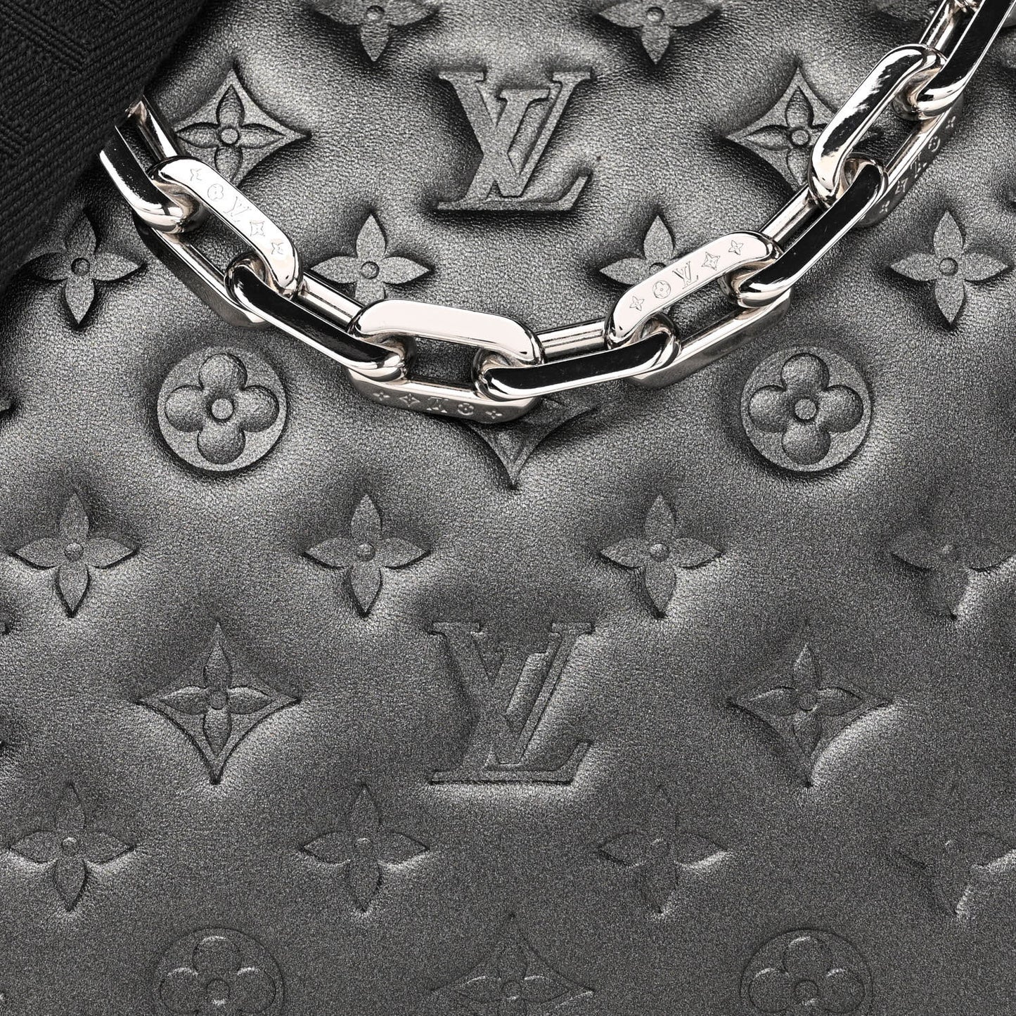 Lambskin Embossed Monogram Coussin PM Anthracite