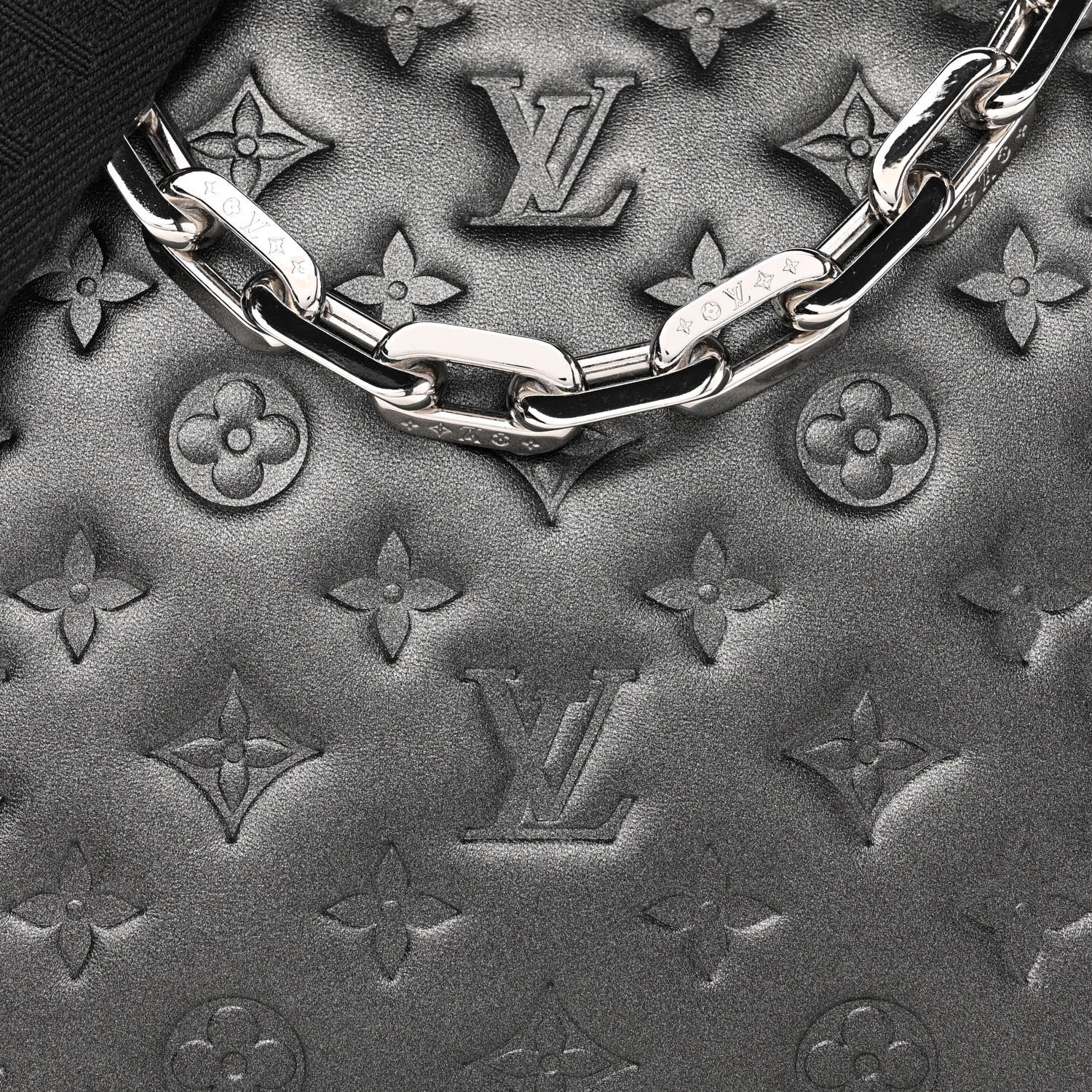 Louis Vuitton Lambskin Embossed Monogram Coussin PM Anthracite 7 of 9