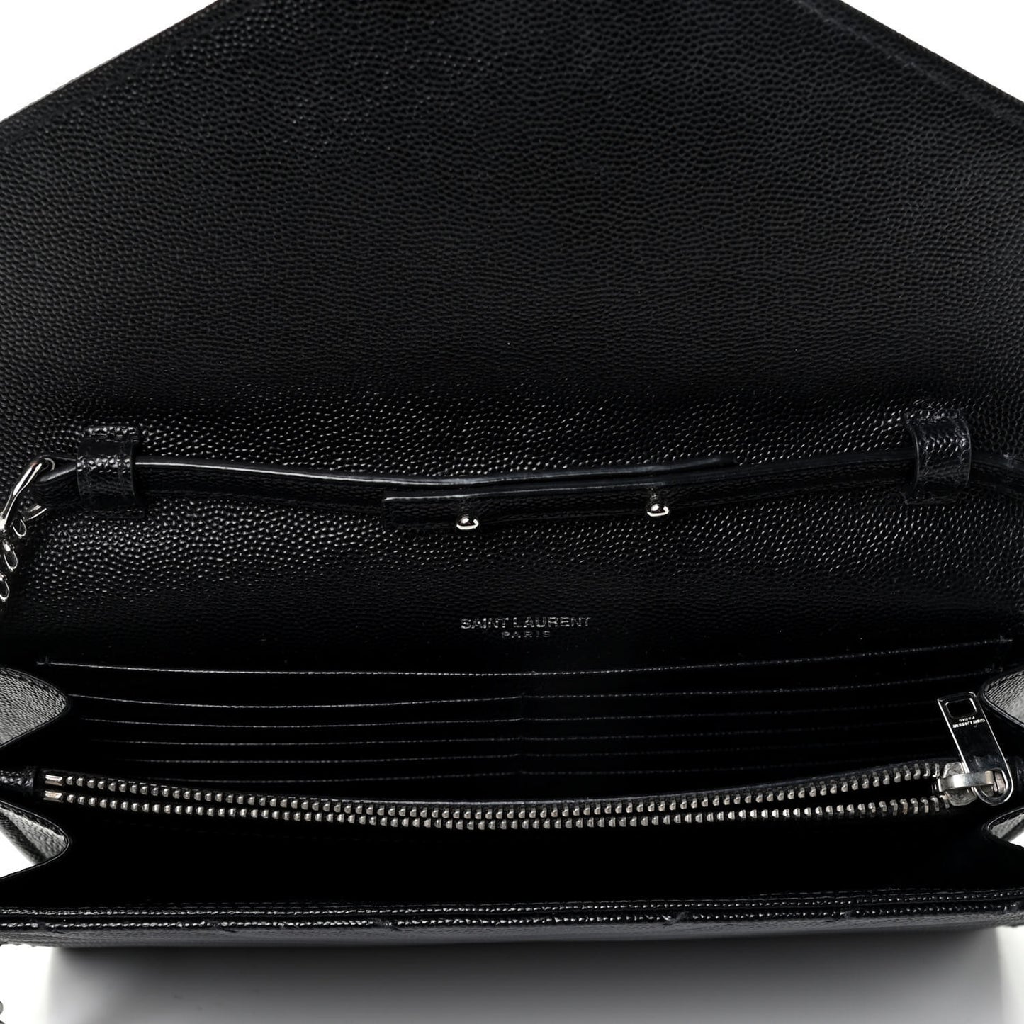 Grain De Poudre Matelasse Chevron Monogram Chain Wallet Black