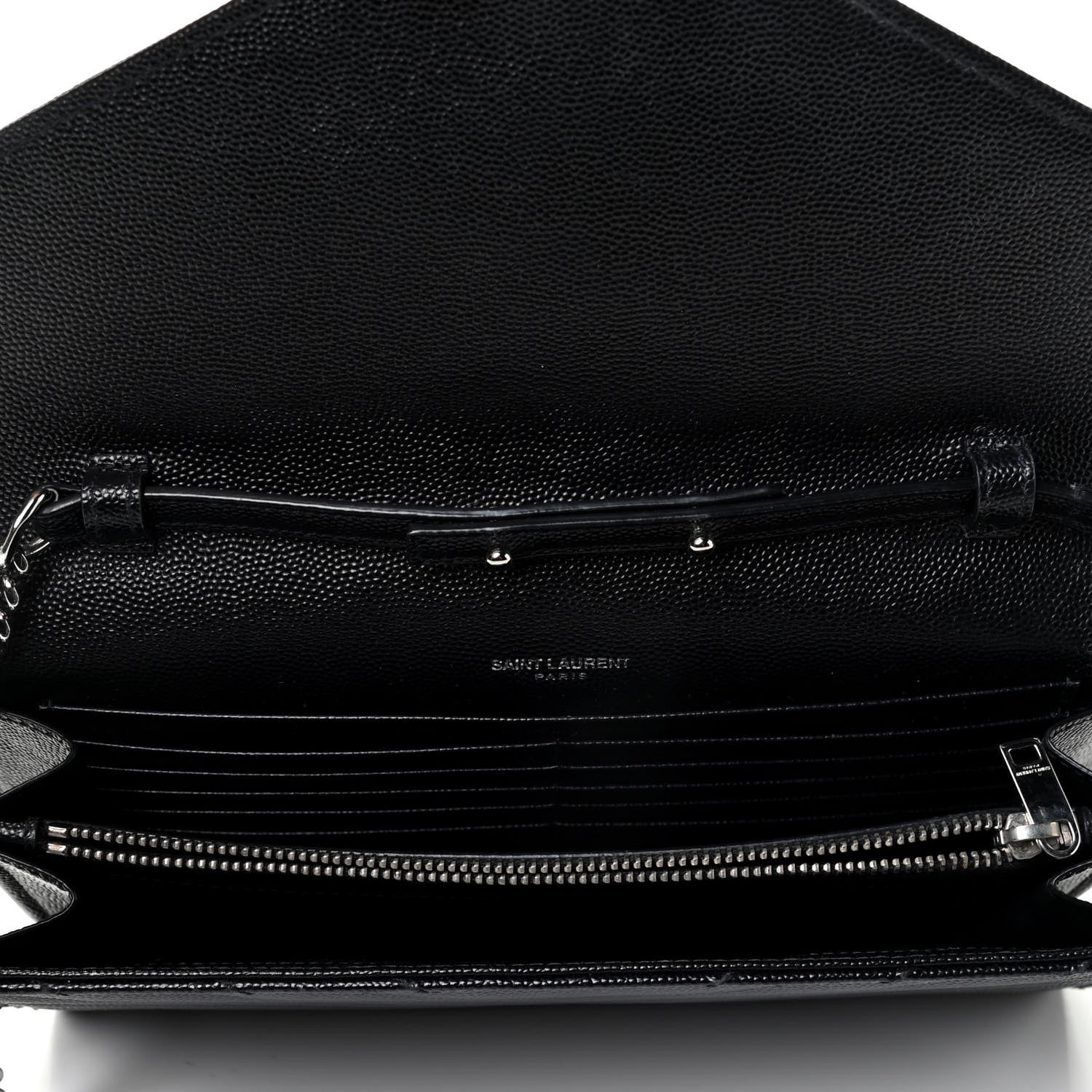 Saint Laurent Grain De Poudre Matelasse Chevron Monogram Chain Wallet Black 4 of 4