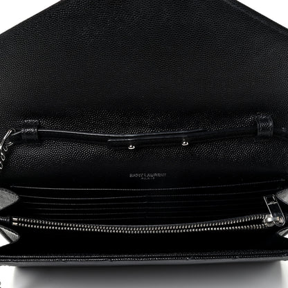 Saint Laurent Grain De Poudre Matelasse Chevron Monogram Chain Wallet Black 4 of 4