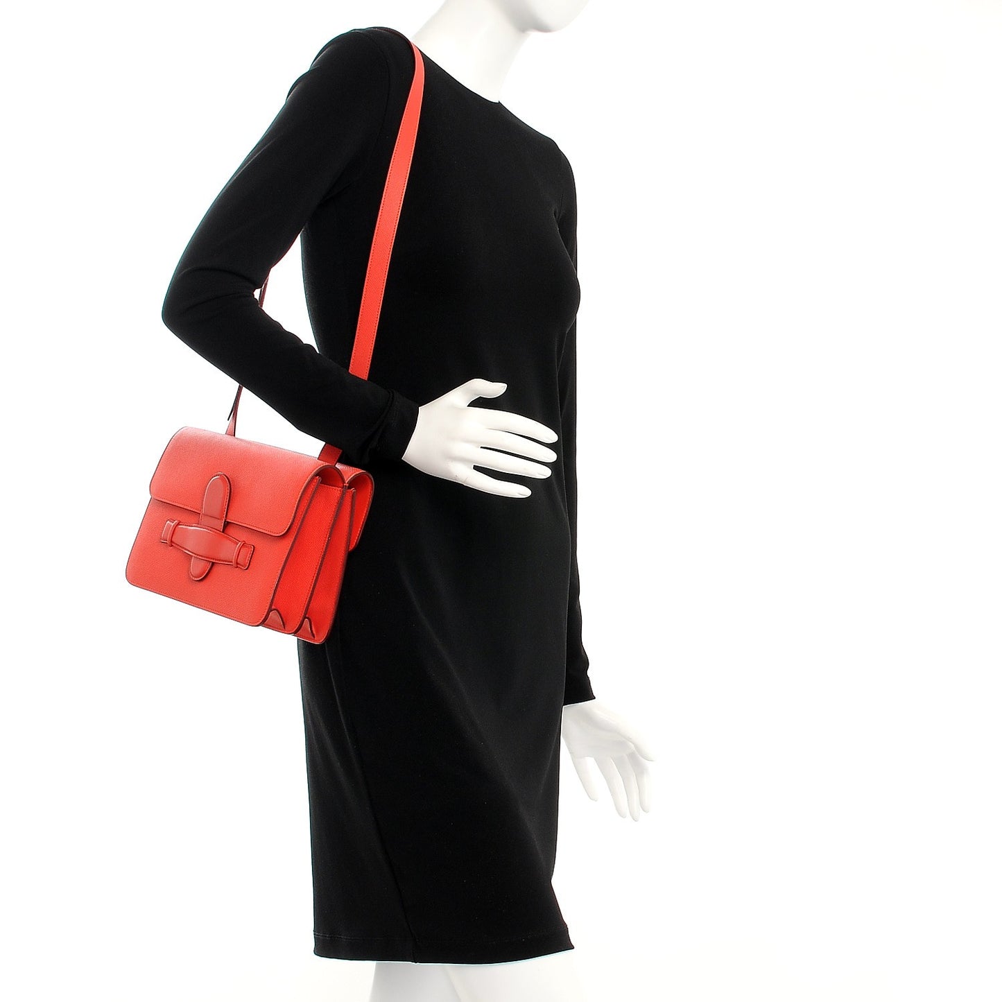 Baby Grained Calfskin Medium Symmetrical Bag Vermillion