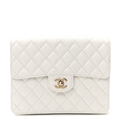 Chanel Caviar Quilted Square Flap Clutch White 1 of 7