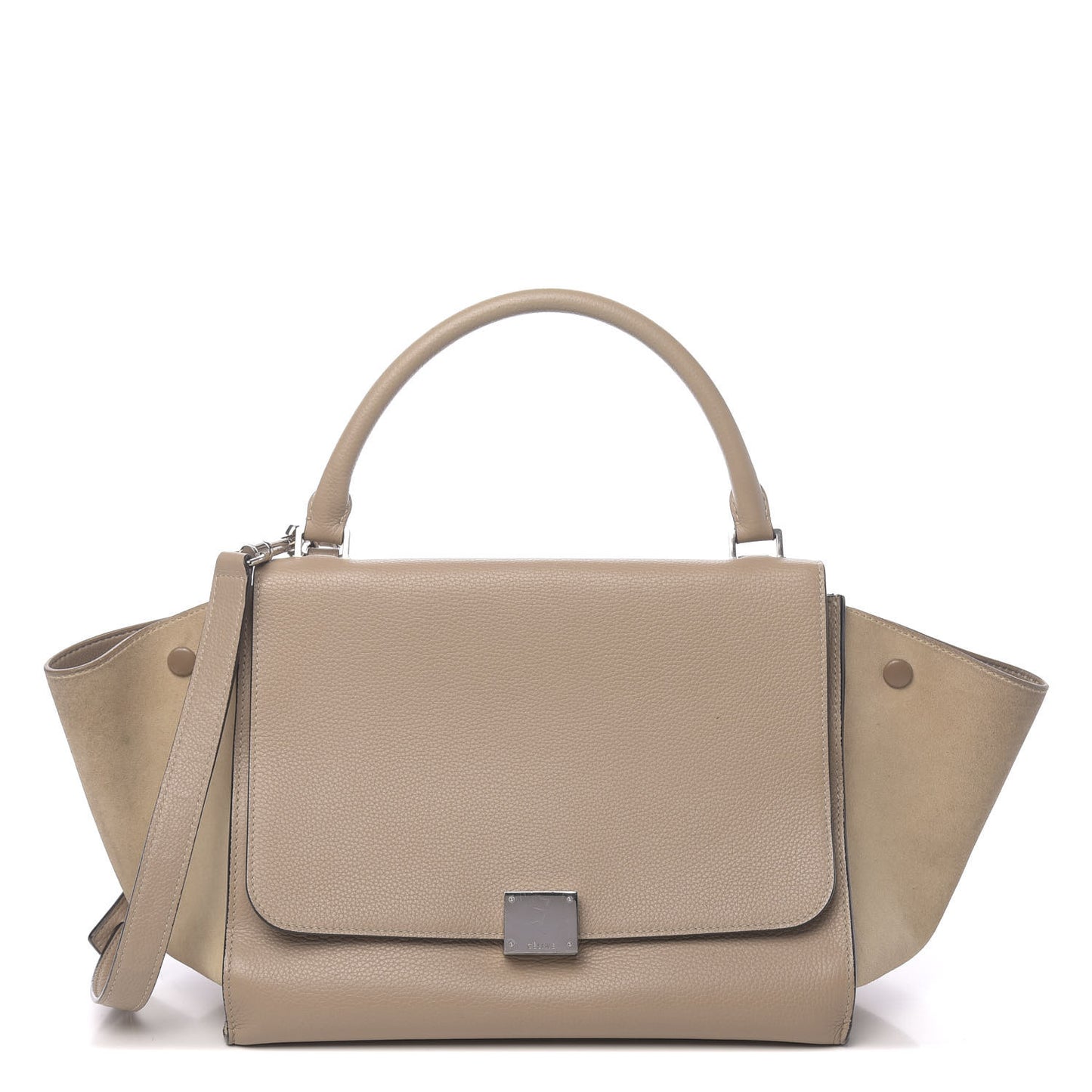 Drummed Calfskin Suede Medium Trapeze Dune