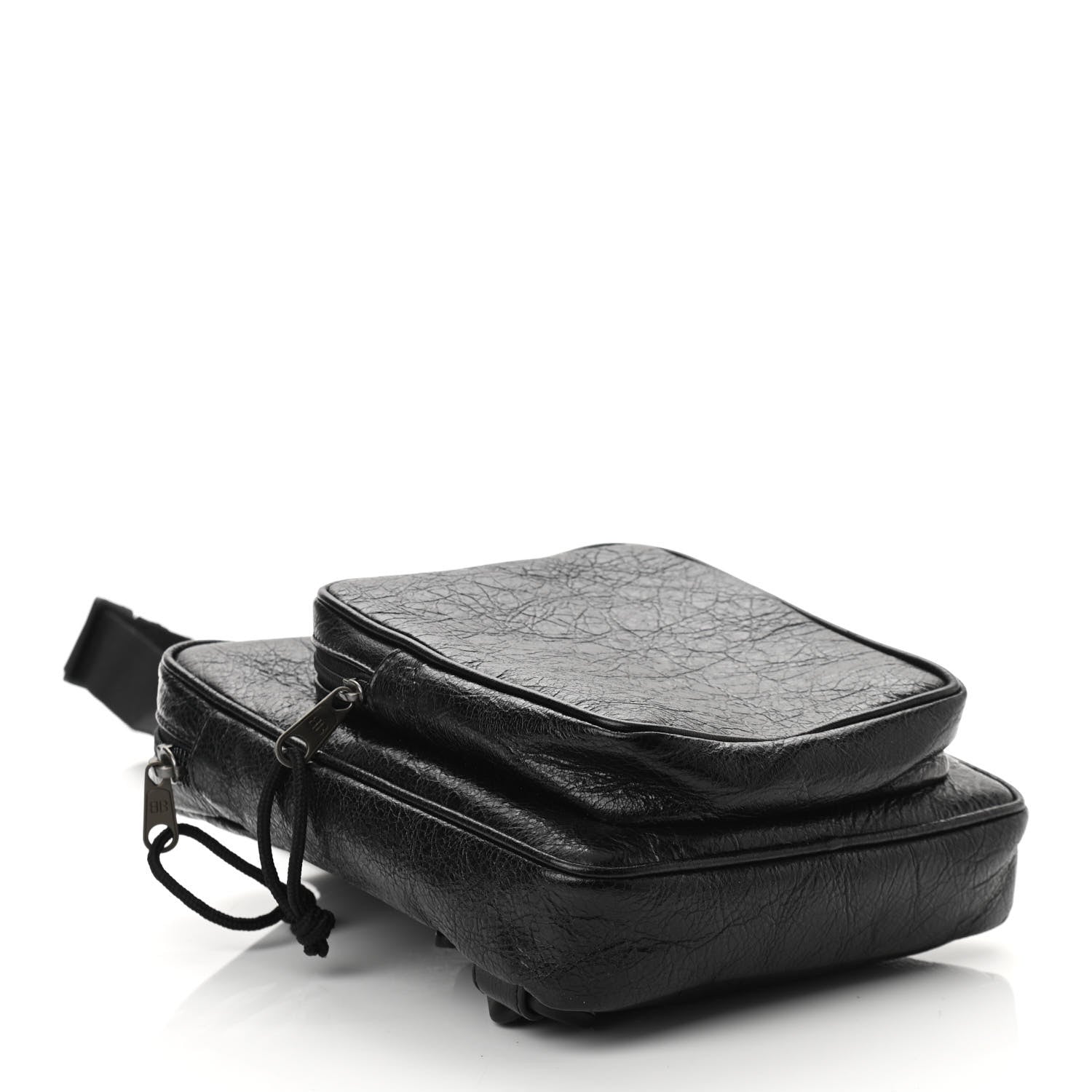 Balenciaga Agneau Logo Explorer Crossbody Messenger Bag Black 4 of 10